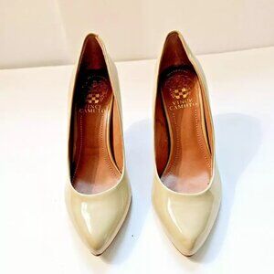 Vince Camuto Size 5.5 Nude Patent Leather Pointed Toe Heels Women's